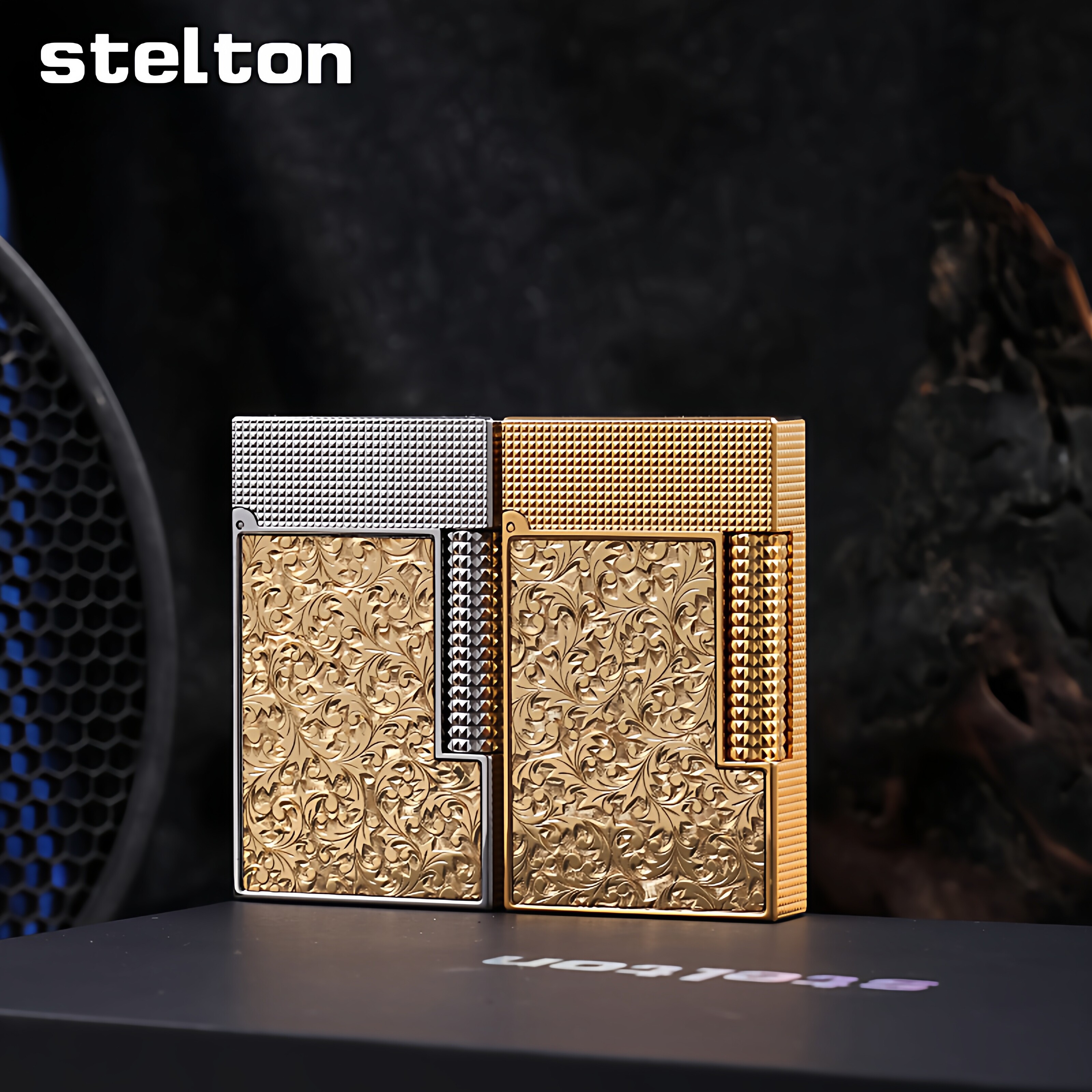 stelton斯特腾朗声充气打火机侧滑砂轮黄铜唐草焰心高端个性礼品