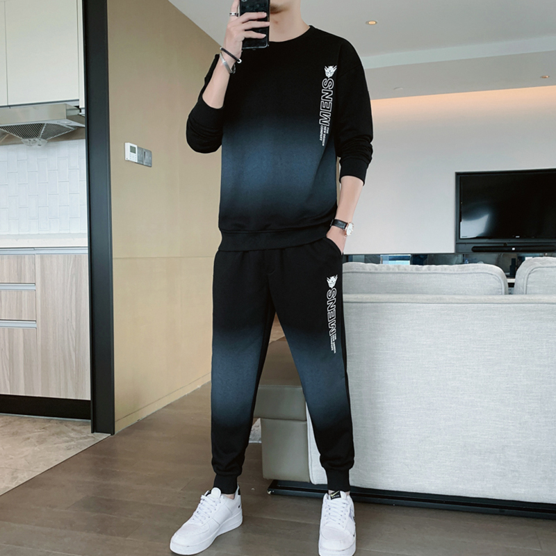 奥勃春秋季圆领睡衣套装男家居服