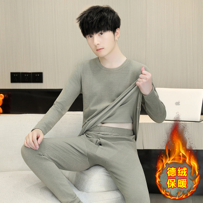 男款磨毛加厚德绒打底衣服奥勃