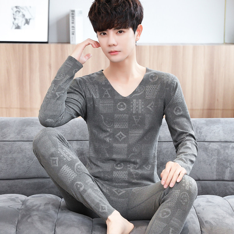 奥勃秋冬季男士德绒保暖内衣套装