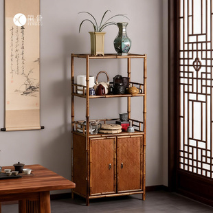 【纯手工】源头新中式竹制茶水柜博古架收纳柜民宿茶空间可定制