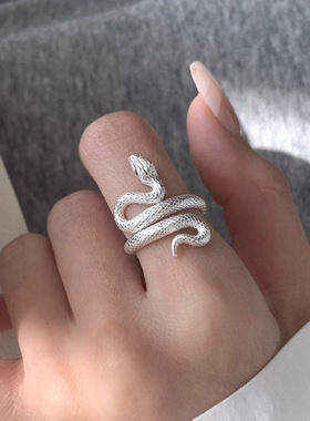 S925纯银绿锆石灵蛇开口戒指