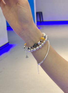 未晚女纯银甜美转运珠叠戴手链