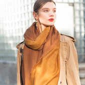 AiurtRuutti意式 纯羊绒围巾双面双色春夏丝巾 加密戒指绒外搭披肩