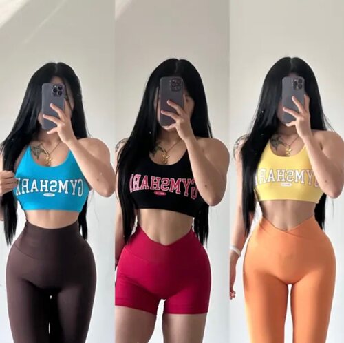 Gymshark鲨鱼性感字母文胸内衣防震带胸垫美背健身背心运动上衣