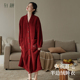 轩靓半边绒睡袍女冬季 加绒加厚睡裙珊瑚绒睡衣红色浴袍马年家居服