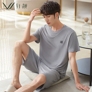 莫代尔短袖 短裤 薄款 2025新款 套装 夏季 套头夏天家居服大码 睡衣男士