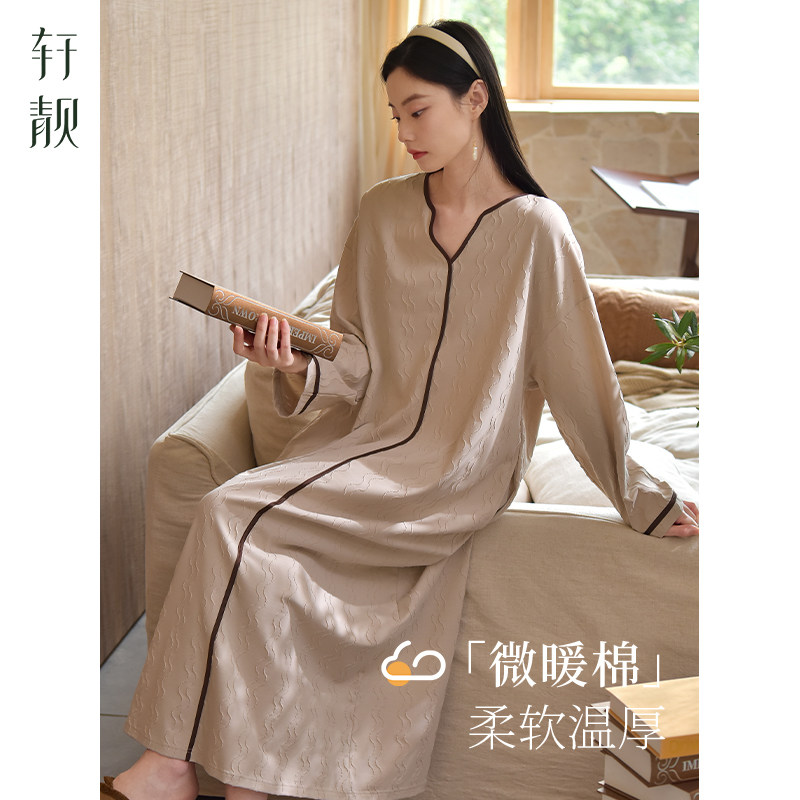 轩靓睡裙女春秋款纯棉长袖超长裙高级感四季睡衣度假家居服连衣裙,女士内衣/男士内衣/家居服,睡裙,淘宝优惠券,粉丝福利购,淘宝优惠卷