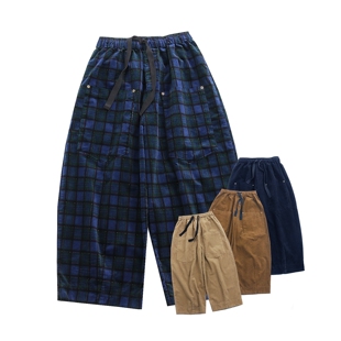 阔腿裤 女松紧腰系带宽松休闲长裤 纹阔腿裤 灯芯绒复古英伦风格