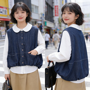 韩版短款牛仔外套显瘦马甲叠穿外套小个子春季百搭上衣小红书爆款