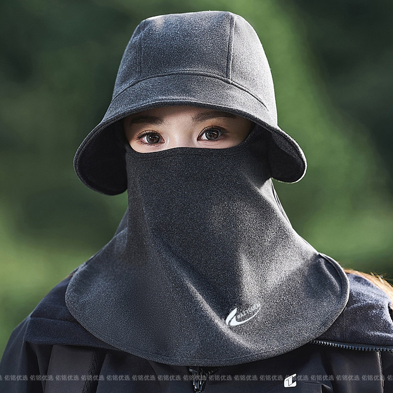 户外防寒保暖帽子女士冬季骑车加厚防风套头帽子护颈一体护脸面罩