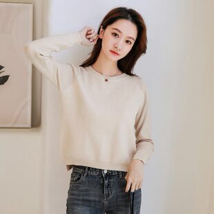 秋冬韩版百搭针织衫宽松学生打底衫套头高腰短款内搭小毛衣女长袖