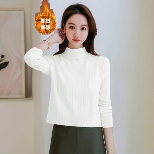 秋冬内搭短款 高腰保暖加绒加厚针织打底衫 毛衣女洋气上衣 毛衫 小款