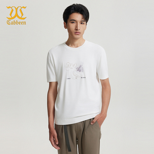 线衫 商场同款 卡宾男装 短袖 创意提花上衣刺绣A2243108003 夏新款