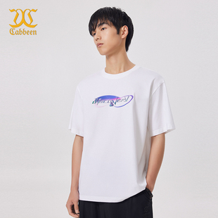 潮流宽松短袖 渐变字母印花T恤夏季 H3242132106 卡宾男装 商场同款