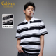 新款 T恤男夏季 卡宾短袖 翻领上衣撞色横条Polo衫 条纹提花