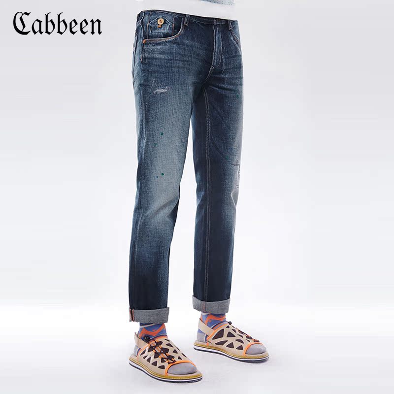 Jeans pour jeunesse pieds Slim CABBEEN en coton pour printemps - Ref 1483754 Image 2