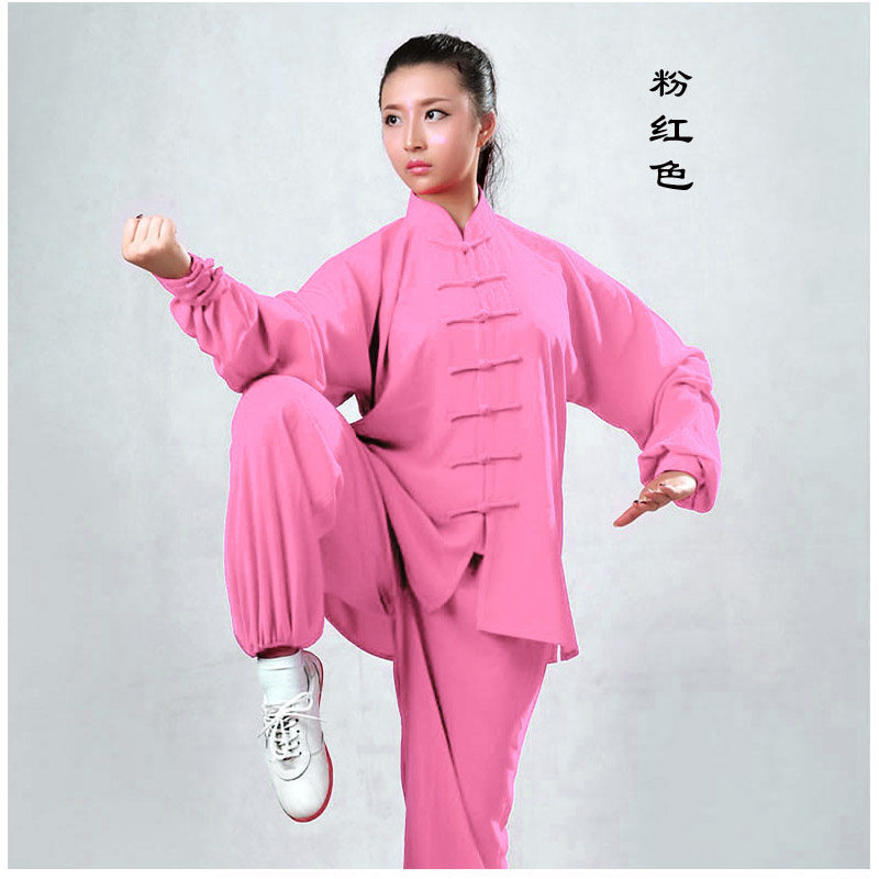 春秋武术练功服男女养生中国风太极拳表演晨练长袖一字扣中式服装