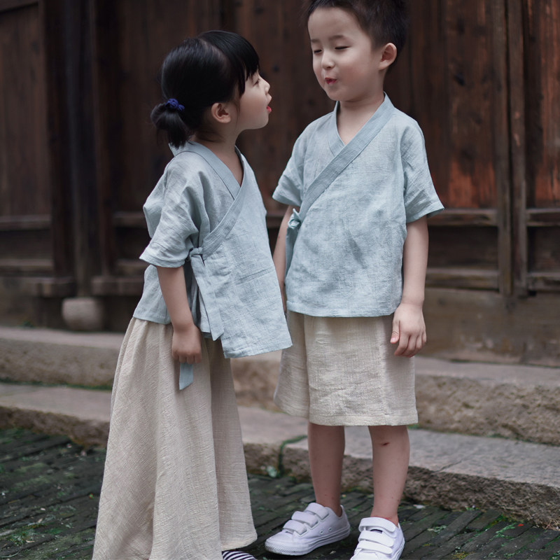 汉服童装夏儿童唐装男女童套装兄妹中国风宝宝复古装儿童民族服装