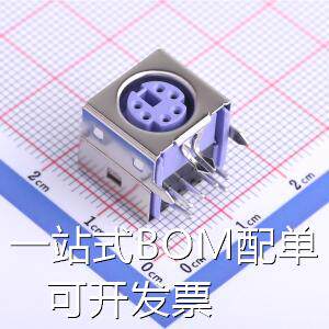 DS1093-01-PN60 圆形(线缆)连接器 PS2鼠标插座 6Pin 紫色 原装现