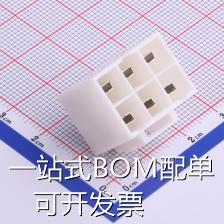 HX62008-6A 线对板/线对线连接器 6.2mm 2x3P 直插 镀锡 白色 原