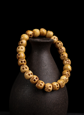 藏式牦牛骨骷髅头民族风手串手链