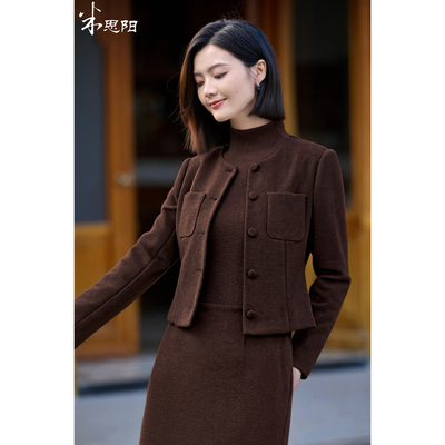 米思阳2026冬季新款优雅气质羊毛混纺短外套小个子休闲上衣女5693