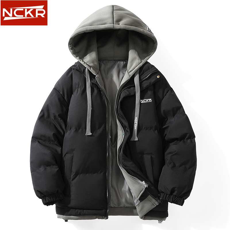 奥特莱斯羽绒棉服男棉袄冬季新款假两件棉衣加厚保暖情侣连帽外套