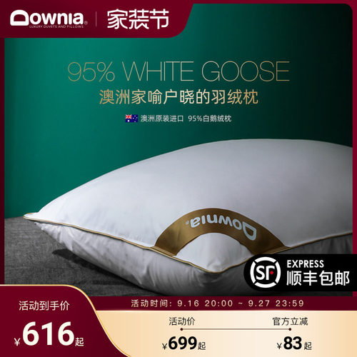 DOWNIA羽绒枕头枕芯95白鹅绒五星级酒店单成人护颈椎助睡眠