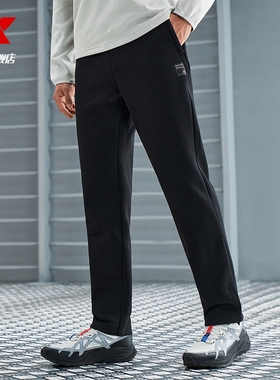 特步火烬薪传2025冬季新款针织直筒平口运动长裤男976429630181