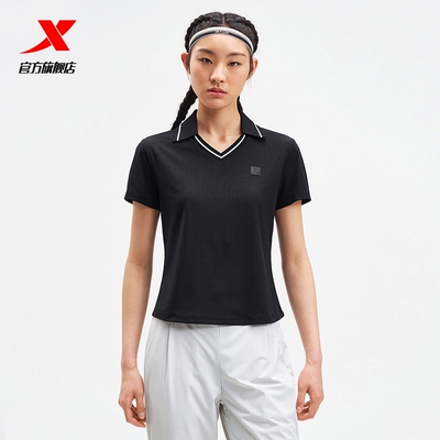 特步运动POLO衫女官方2026新款夏季健身半袖训练短袖975228020355