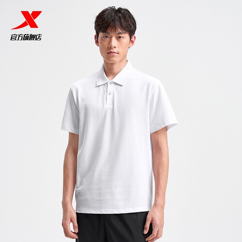特步Polo衫男2026年夏季新款休闲半袖运动翻领短袖975229020207