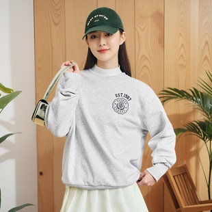 特步套头卫衣男女2025春夏新款 上衣 休闲圆领刺绣情侣卫衣长袖