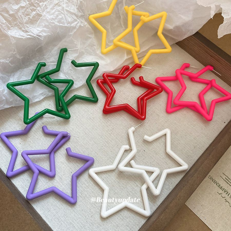 银针亚克力星星耳钉多巴胺夏日小
