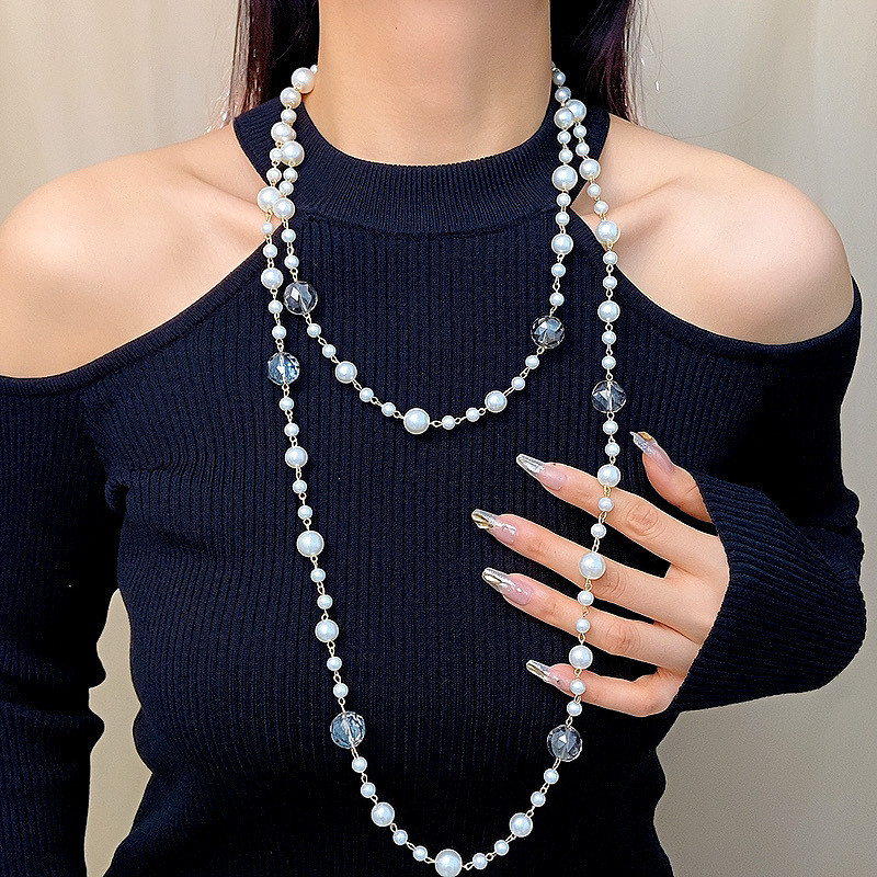 欧美时尚气质珍珠项链长款轻奢高