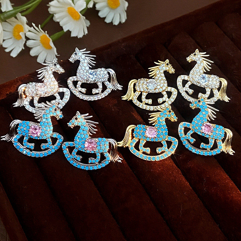 马上有钱国风铜镶锆马到成功动物时尚精致百搭小众设计耳环耳饰品,饰品/流行首饰/时尚饰品新,耳环,淘宝优惠券,粉丝福利购,淘宝优惠卷