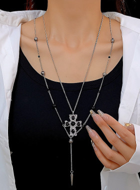 欧美风十字架吊坠项链女冷淡风个