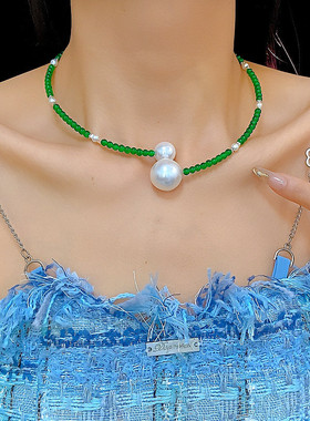 欧美时尚珍珠款串珠项圈夸张个性