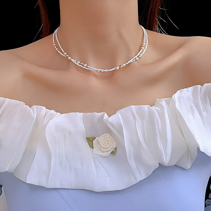 新款小米粒双层珍珠项链轻奢高级