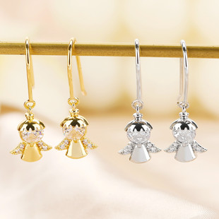 洛尘骄阳似火同款耳环清新温柔小天使镶锆石耳坠小红书爆款耳饰女