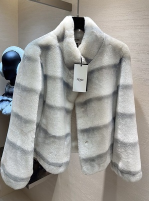 2025新款天鹅绒水貂仿皮草外套女短款立领条纹貂皮大衣龙猫獭兔毛