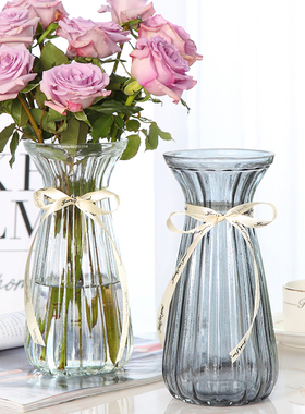欧式创意水培透明彩色束腰款玻璃花瓶百合玫瑰干花插花瓶客厅摆件