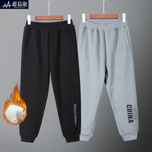 胖童男童加绒裤子中大童宽松薄绒秋冬款加肥加大码外穿男孩运动裤