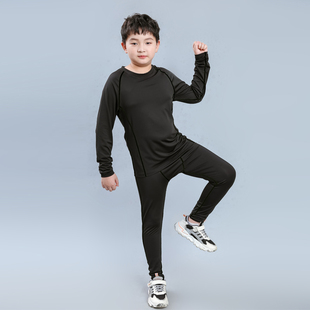 胖男童运动套装中大童篮球服打底速干紧身衣青少年男孩体能训练服