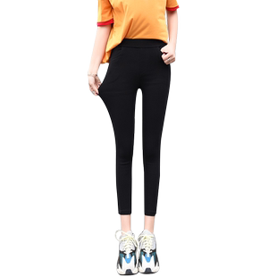 黑色小脚裤加薄绒小个子铅笔裤抓绒小黑裤女秋冬九分打底裤防牛仔