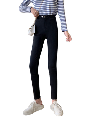 加薄绒小黑裤2026秋冬款弹力小个子打底裤150cm外穿加绒魔术裤女