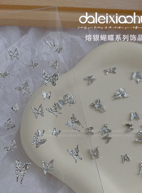 网红爆款银色熔银玫瑰蝴蝶蝴蝶结