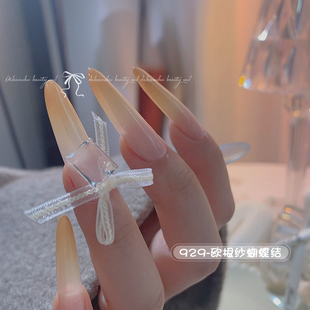 饰品929 镂空蕾丝飘带指甲穿戴甲装 美甲网红欧根纱蝴蝶结 春夏新款