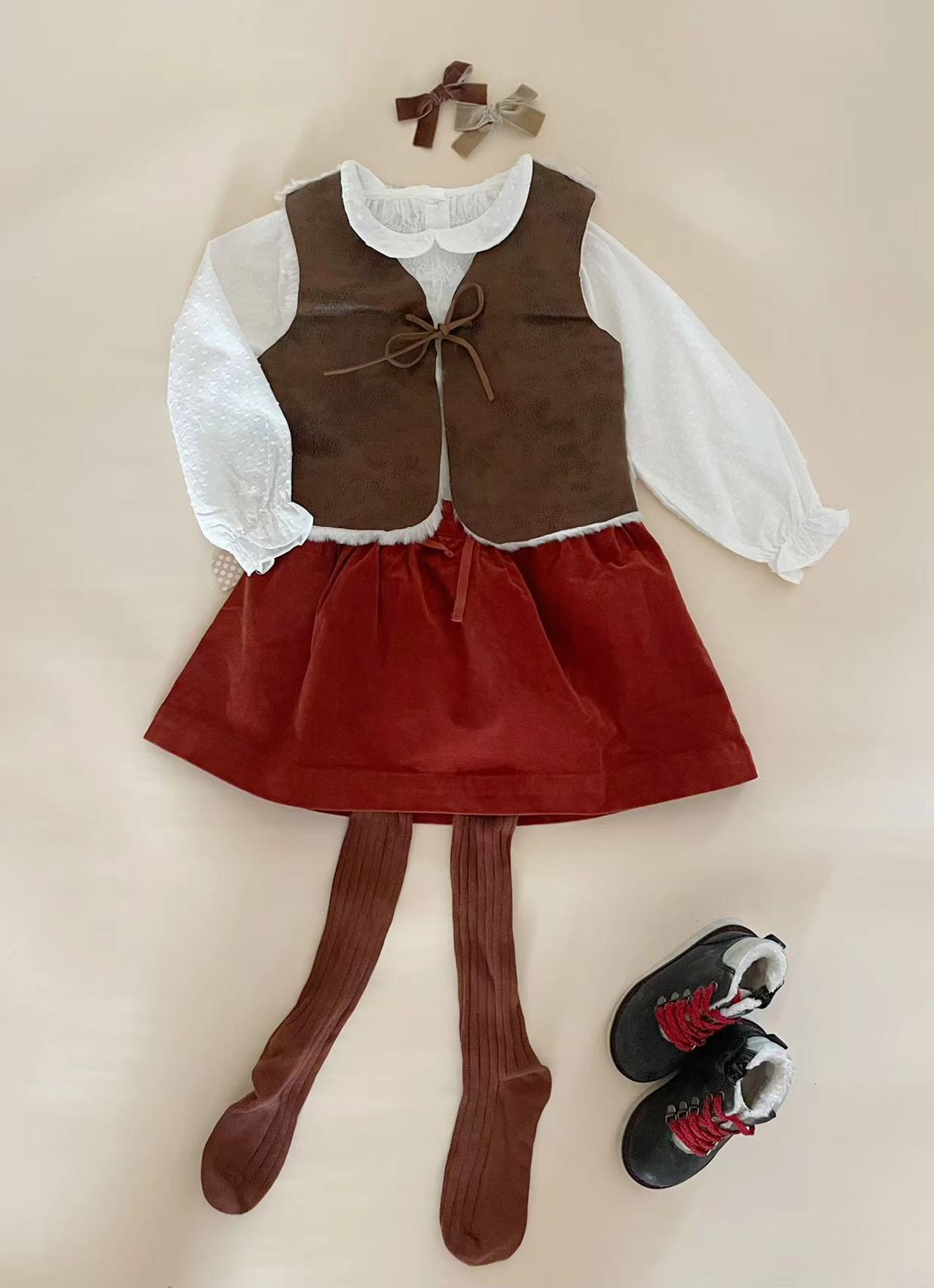 法式仿獭兔毛秋冬搭配马甲