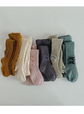 Passy'sChoice秋冬儿童质感加裆舒适纯棉蝴蝶结连裤袜子 雅致多色